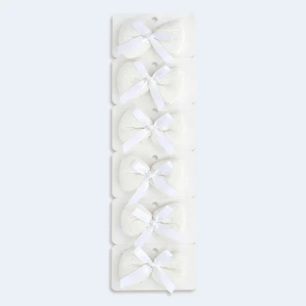 Girls Textured Bow Hair Clips with Ribbon Detail 6 Pieces