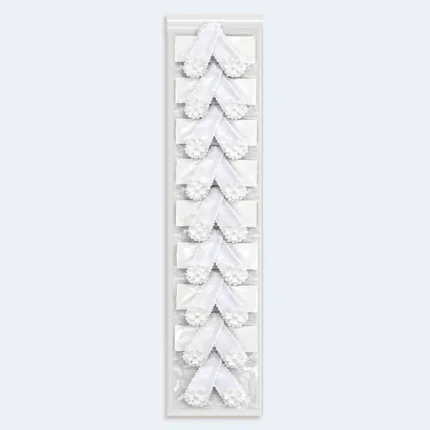 Girls White Ribbon Flower Bow Hair Clips Set 9 Pairs