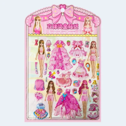 Kids Fashion Doll Dress-Up Sticker Sheet
