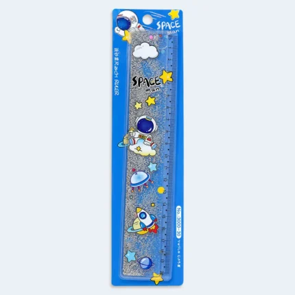 Kids Space Theme Glitter Ruler 20cm with Astronaut Design
