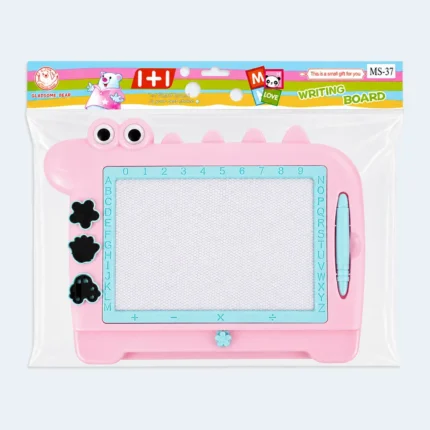 Kids Magnetic Drawing & Writing Board with Pen and 3 Stamps (Pink)