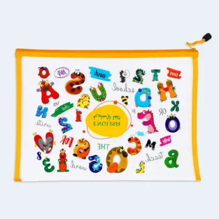 Kids Cartoon Zipper Document Pouch with Colorful Print