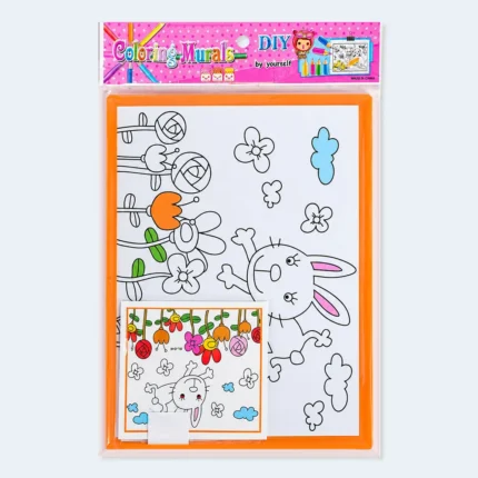 Kids DIY Coloring Mural Rabbit & Flowers Creative Art Activity