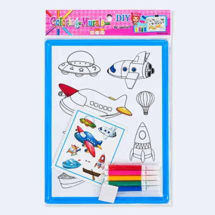 Kids DIY Coloring Mural Transport Creative Art Set with Color Pens