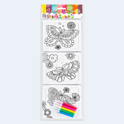 Kids Butterfly Coloring Puzzle Set with 6 Color Pens