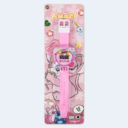 Kids Pink Digital Character Watch with Adjustable Strap
