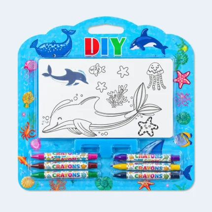 Kids DIY Ocean Coloring Board Set with 6 Crayons