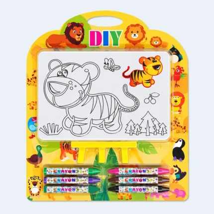 Kids DIY Animal Coloring Board Set with 6 Crayons