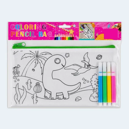 Kids DIY Dinosaur Coloring Pencil Bag with 6 Markers