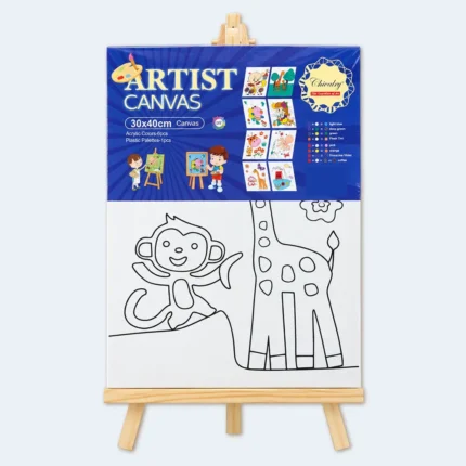 Kids Artist Canvas Painting Set with Easel 30 x 40 cm
