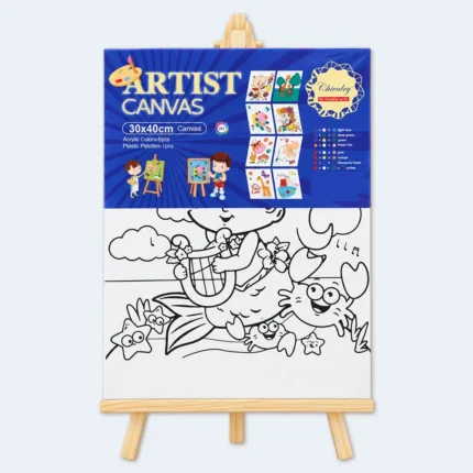 Kids Artist Canvas Painting Set with Easel 30 x 40 cm