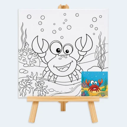 Kids Crab Canvas Painting Set with Wooden Easel