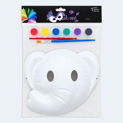 Kids Elephant Paint Your Own Mask Set with 6 Colors & Brushes