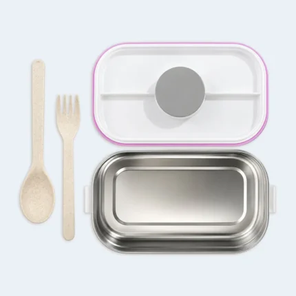 Kids Compartment Lunch Box with Spoon & Secure Locking Lid ( VIOLET )