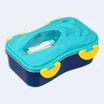 Kids Car Design Lunch Box with Secure Locking Clips ( Blue )