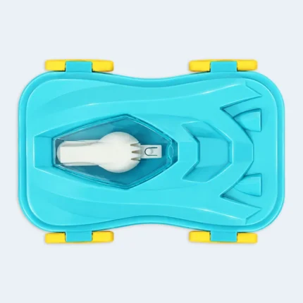 Kids Car Design Lunch Box with Secure Locking Clips ( Blue )