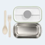 Kids Compartment Lunch Box with Spoon & Secure Locking Lid ( Green )