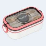 Kids Compartment Lunch Box with Spoon & Secure Locking Lid ( Pink )
