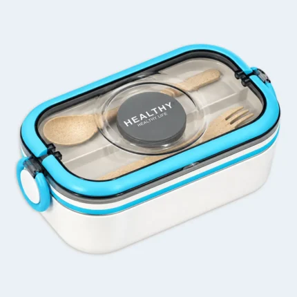 Kids Compartment Lunch Box with Spoon & Secure Locking Lid ( Blue )