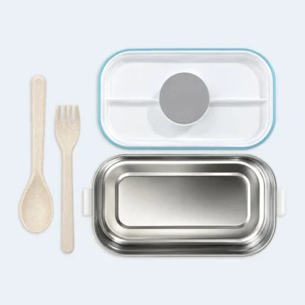 Kids Compartment Lunch Box with Spoon & Secure Locking Lid ( Blue )
