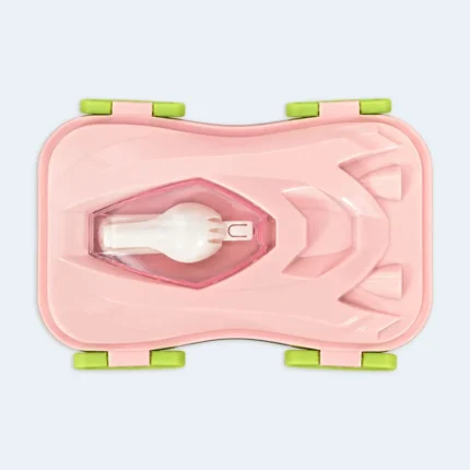 Kids Car Design Lunch Box with Secure Locking Clips ( Pink )
