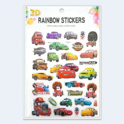 Kids 3D Racing Car Rainbow Stickers – Ages 3+