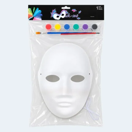 Kids DIY Paintable Face Mask Art Set with 6 Colors & Brushes
