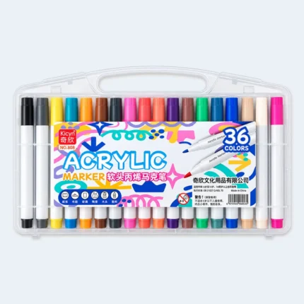 Kicyn Acrylic Marker Pens 36 Colors Art Set with Carry Case