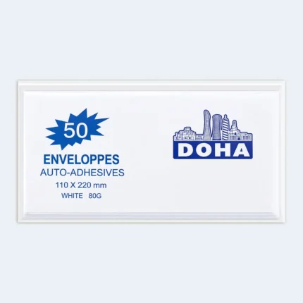 Doha White Self-Adhesive Envelopes 110 × 220 mm – 50 Pieces