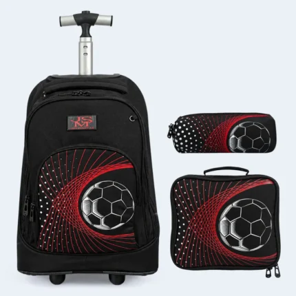 17-Inch 3-Piece Football Trolley School Bag Set