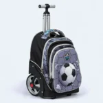 Kids 3-Piece Football Trolley School Bag Set with Lunch Bag & Pencil Case