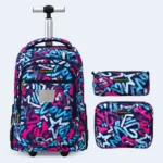 Carrycraft Kids 3-Piece Trolley School Bag Set with Lunch Bag & Pencil Case