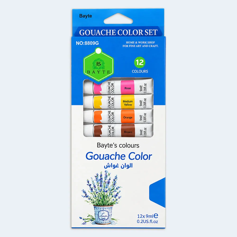 Bayte Gouache Color Paint Set – 12 Colors x 9ml Bayte Gouache Color Paint Set – 12 Colors x 9ml