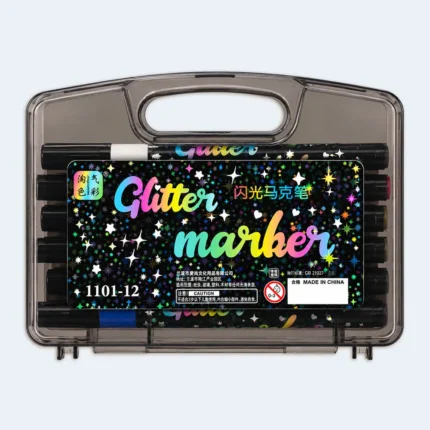 12 Colours Glitter Marker Set with Carry Case