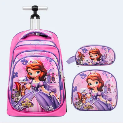Sofia Princess 3-Piece Kids Trolley School Bag Set – 17 Inch