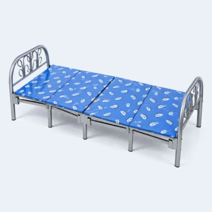 Single Folding Metal Bed with Padded Mattress – 190 × 90 cm