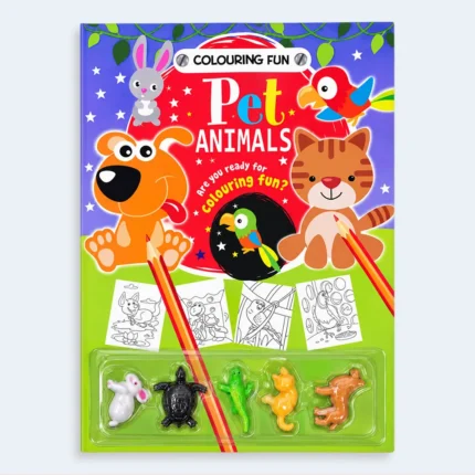 Pet Animals Colouring Fun Activity Book with Animal Crayons
