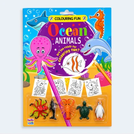 Ocean Animals Colouring Fun Activity Book with Mini Sea Animal Toys