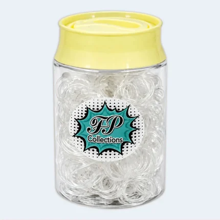 Transparent Mini Elastic Hair Bands in Storage Jar – Multipack