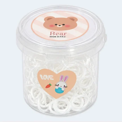 Transparent Mini Elastic Hair Bands with Cute Storage Box – Multipack