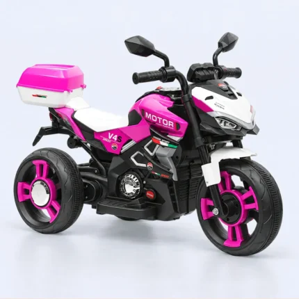 Kids Electric Ride-On Motorcycle with 3 Wheels & Rear Storage Box