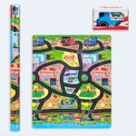 Kids HD Printed City Road Play Mat with Toy Car – 120 × 100 cm