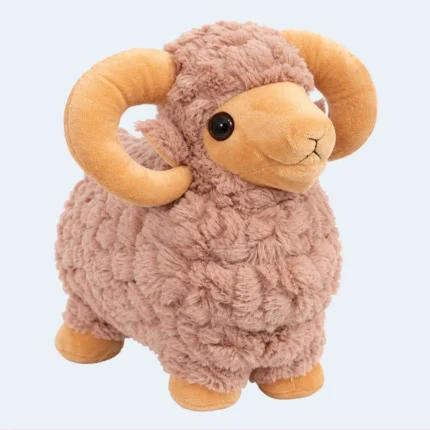 Kids Soft Plush Ram Toy with Curved Horns – 30 cm