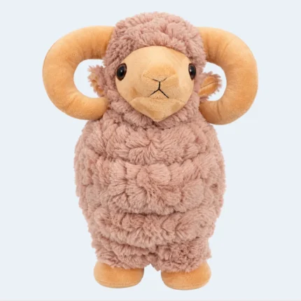 Kids Soft Plush Ram Toy with Curved Horns – 30 cm