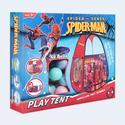Spider-Man Kids Play Tent with 50 Balls – 120 × 67 cm
