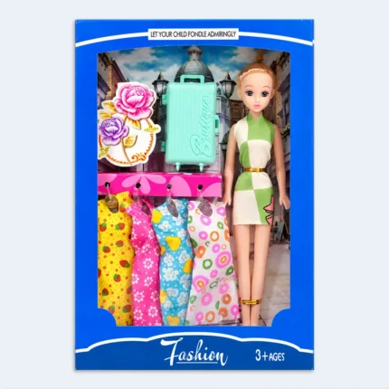 Fashion Doll with 4 Extra Dresses & Travel Case – 32 cm
