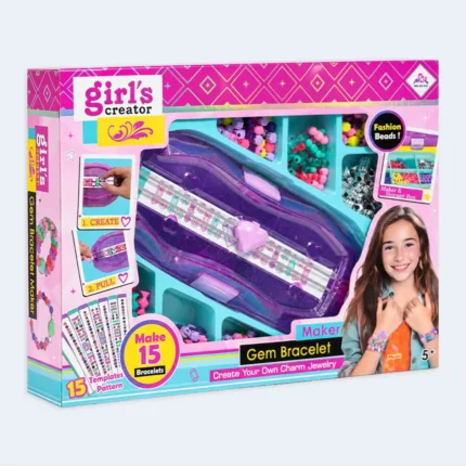 Girls DIY Gem Bracelet Maker & Bead Jewelry Kit – 15 Designs