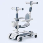 Kids 3-in-1 Convertible Scooter with Seat, Safety Guard & Parent Handle