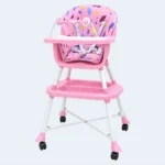 Baby High Chair with Feeding Tray, Safety Harness & Wheels