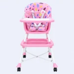Baby High Chair with Feeding Tray, Safety Harness & Wheels